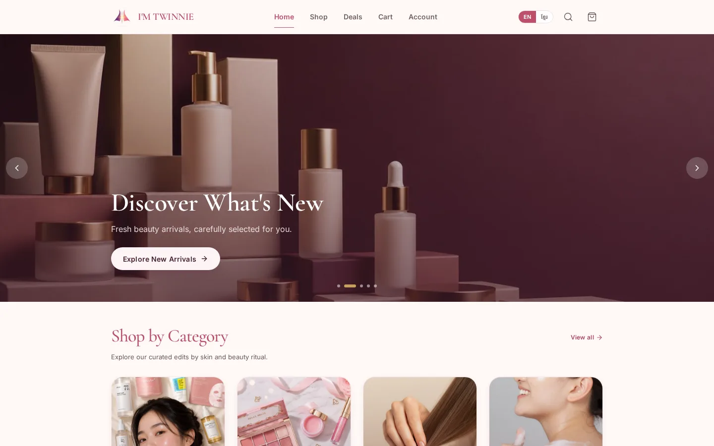 Twinnie.store e-commerce platform interface